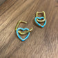 Metal Dangle Earrings - Heart Link - Light Blue