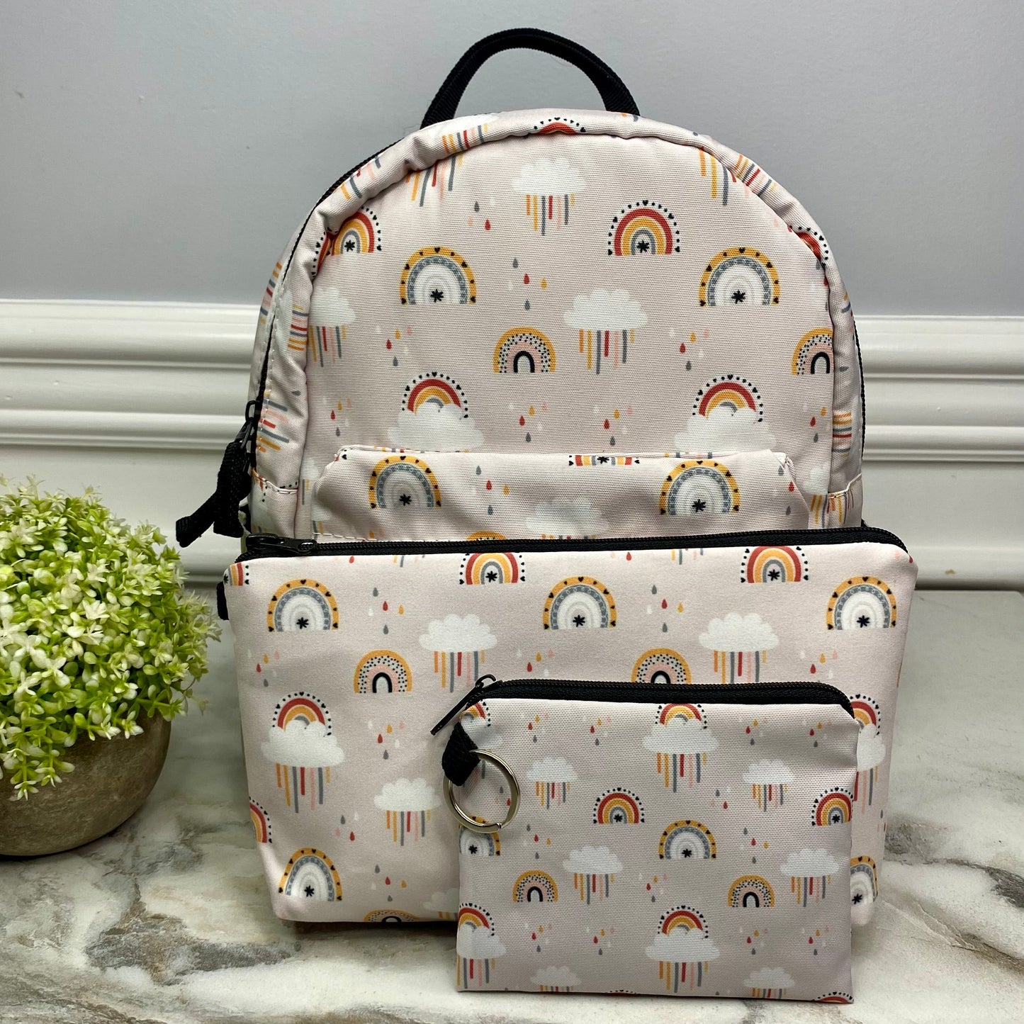 Rainbow Cloud - Water-Resistant Mini Backpack & Pouches Set