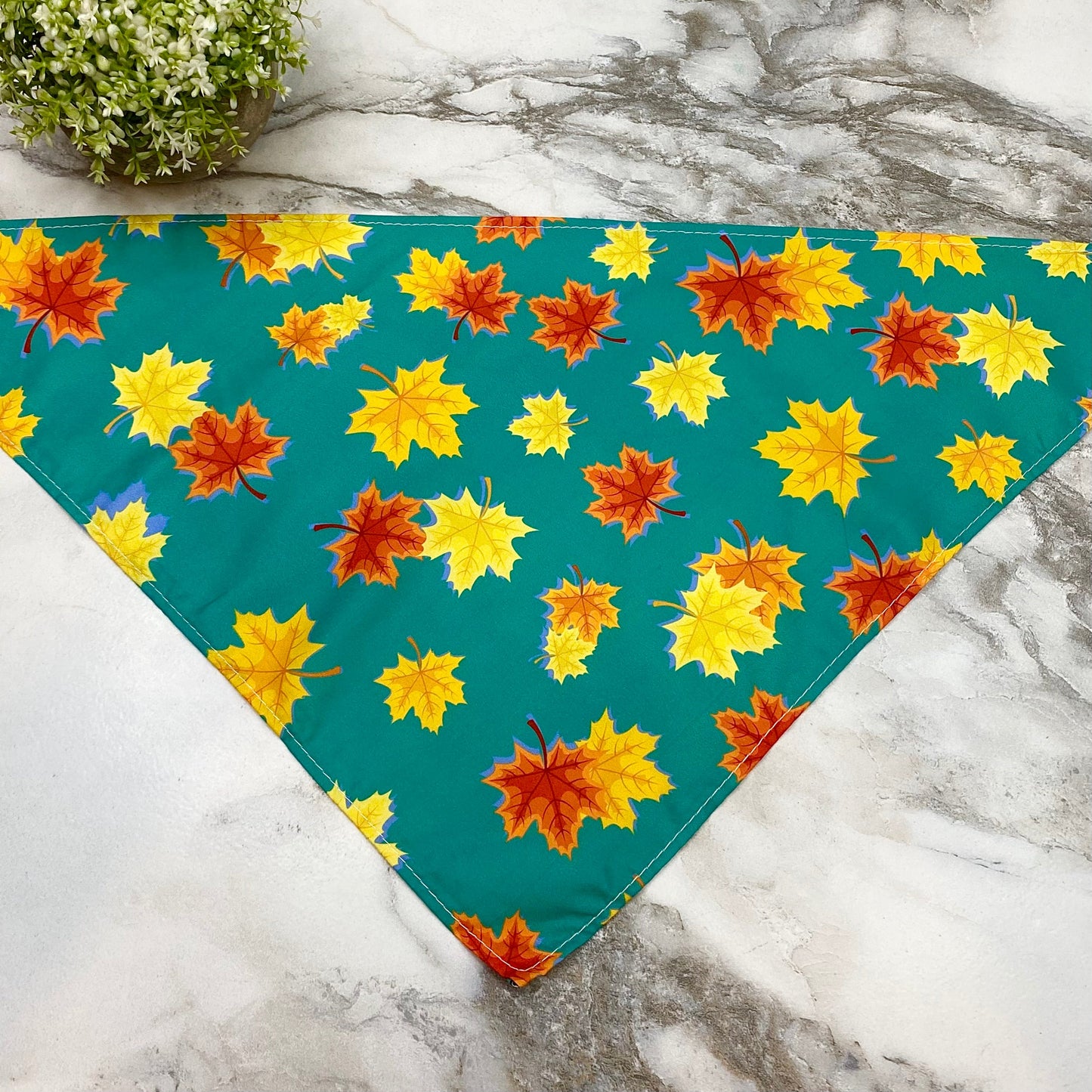 Dog Bandana - Fall - Teal Autumn Leaves