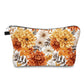 Orange Cream Brown Floral - Water-Resistant Multi-Use Pouch