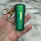 Keychain - Studded Tumbler - Green Holographic