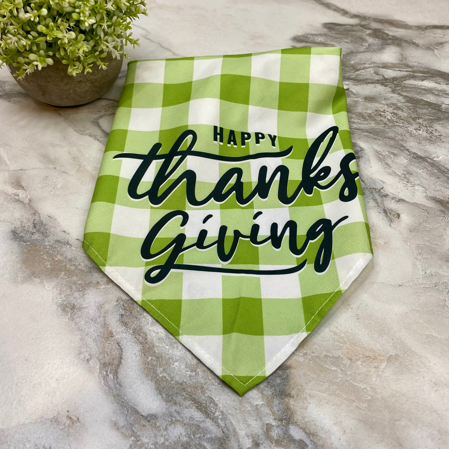 Dog Bandana - Fall - Green Plaid Happy Thanksgiving