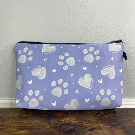 Dog Blue Heart Paw - Water-Resistant Multi-Use Pouch