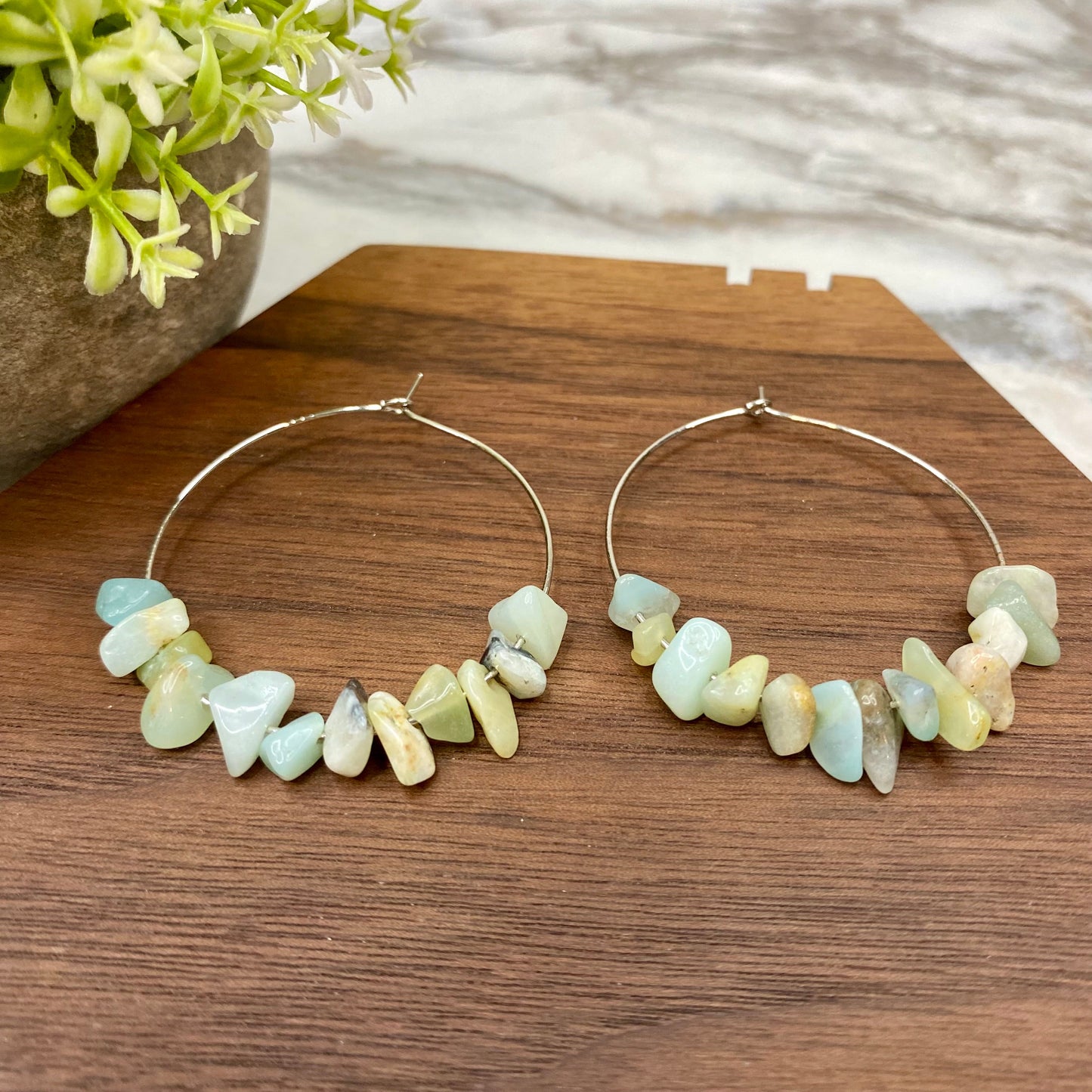 Silver Hoop Earrings - Stone #5