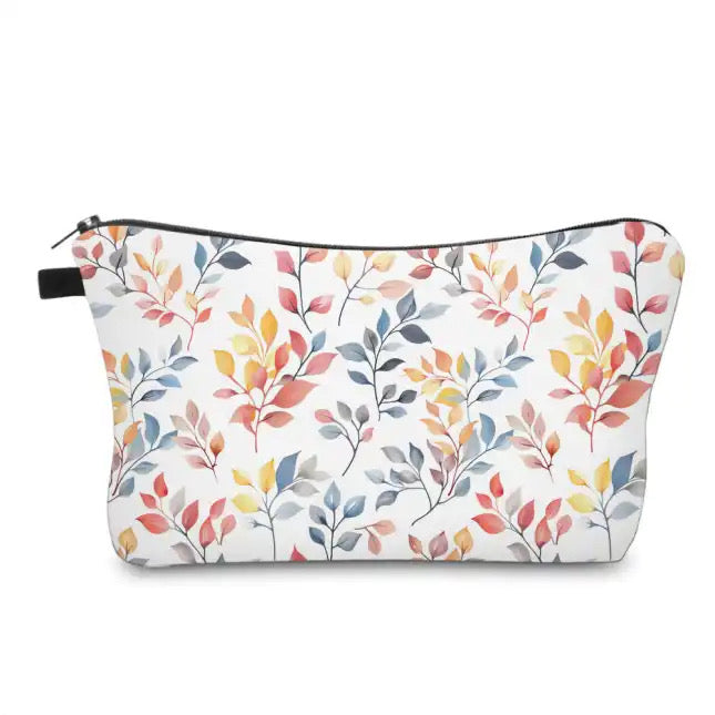 Rainbow Leaves on White - Water-Resistant Multi-Use Pouch