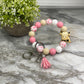 Silicone Bracelet Keychain - Pink Spot Highland Cow