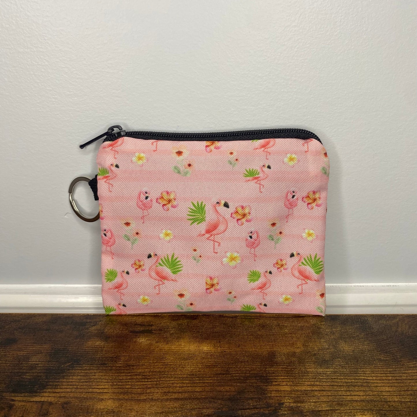 Flamingo Floral - Water-Resistant Mini Pouch w/ Keyring