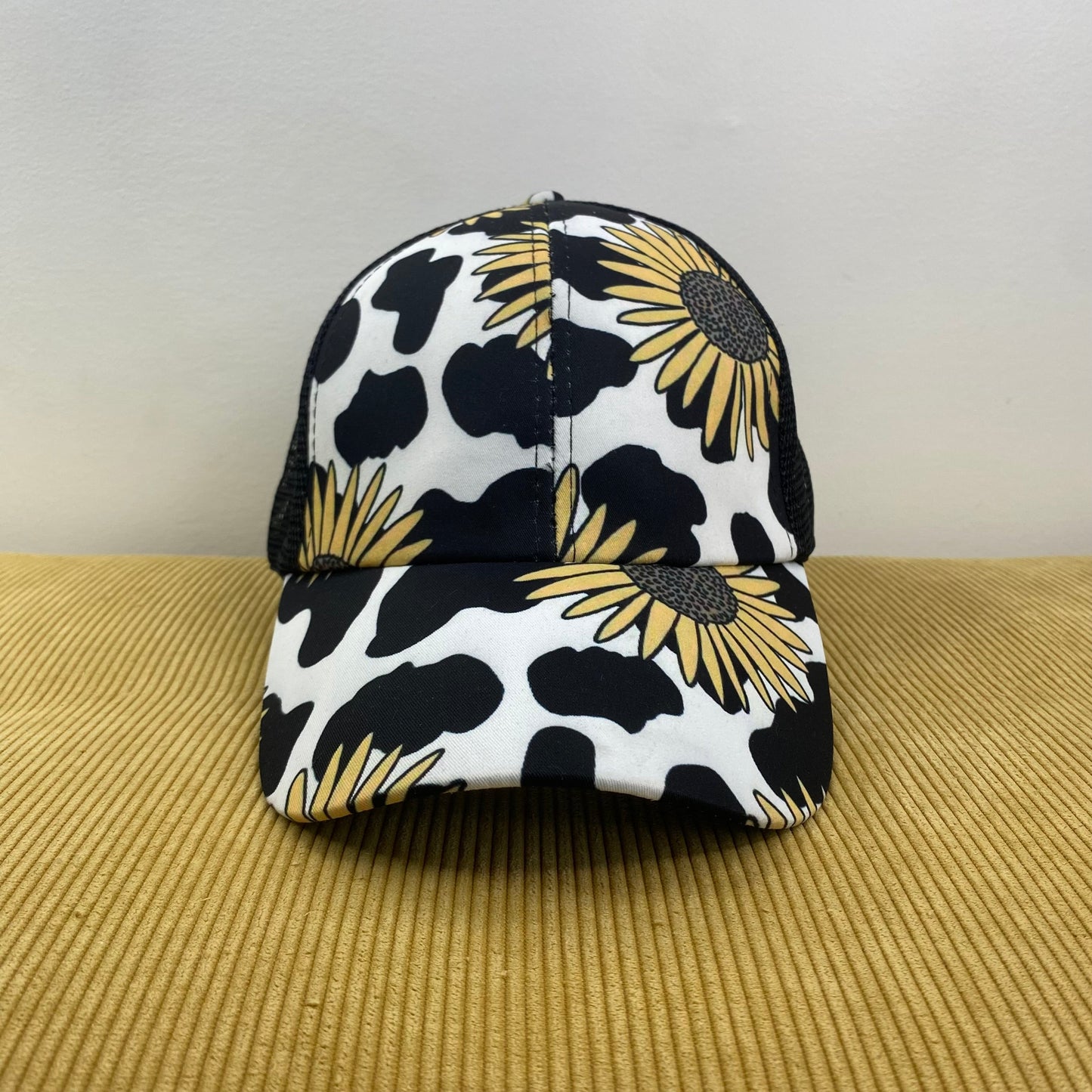 Hat - Ponytail - Cow Sunflower