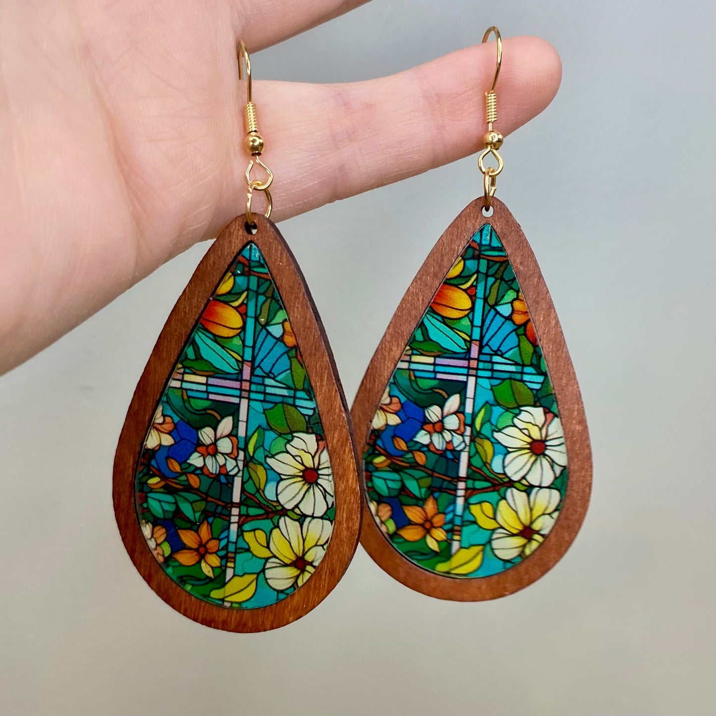 Wooden Teardrop Cutout - Stained Glass Acrylic - #2