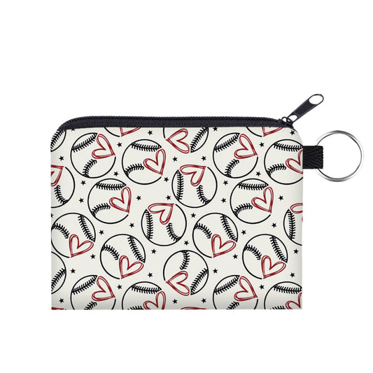 Baseball Heart - Water-Resistant Mini Pouch w/ Keyring