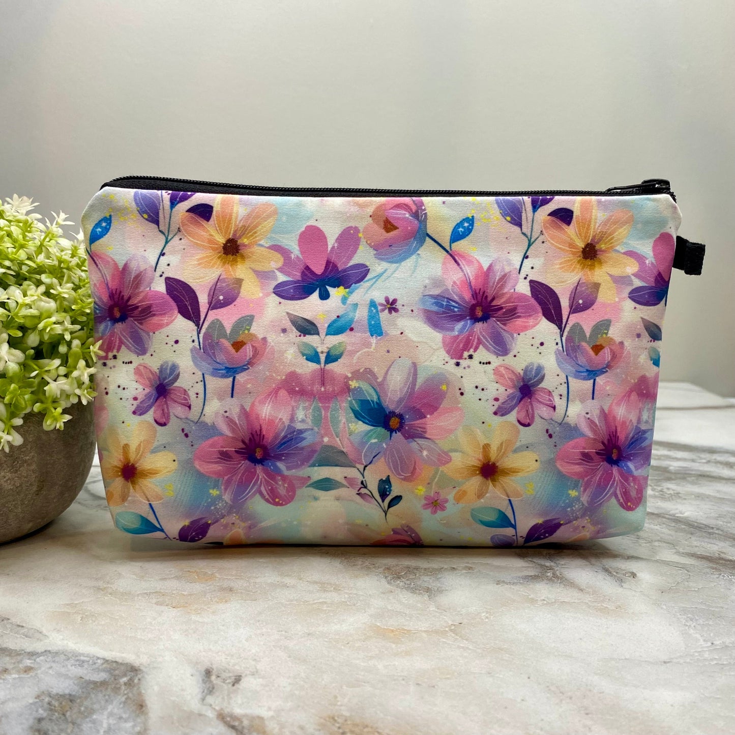 Pastel Pink Floral - Water-Resistant Multi-Use Pouch