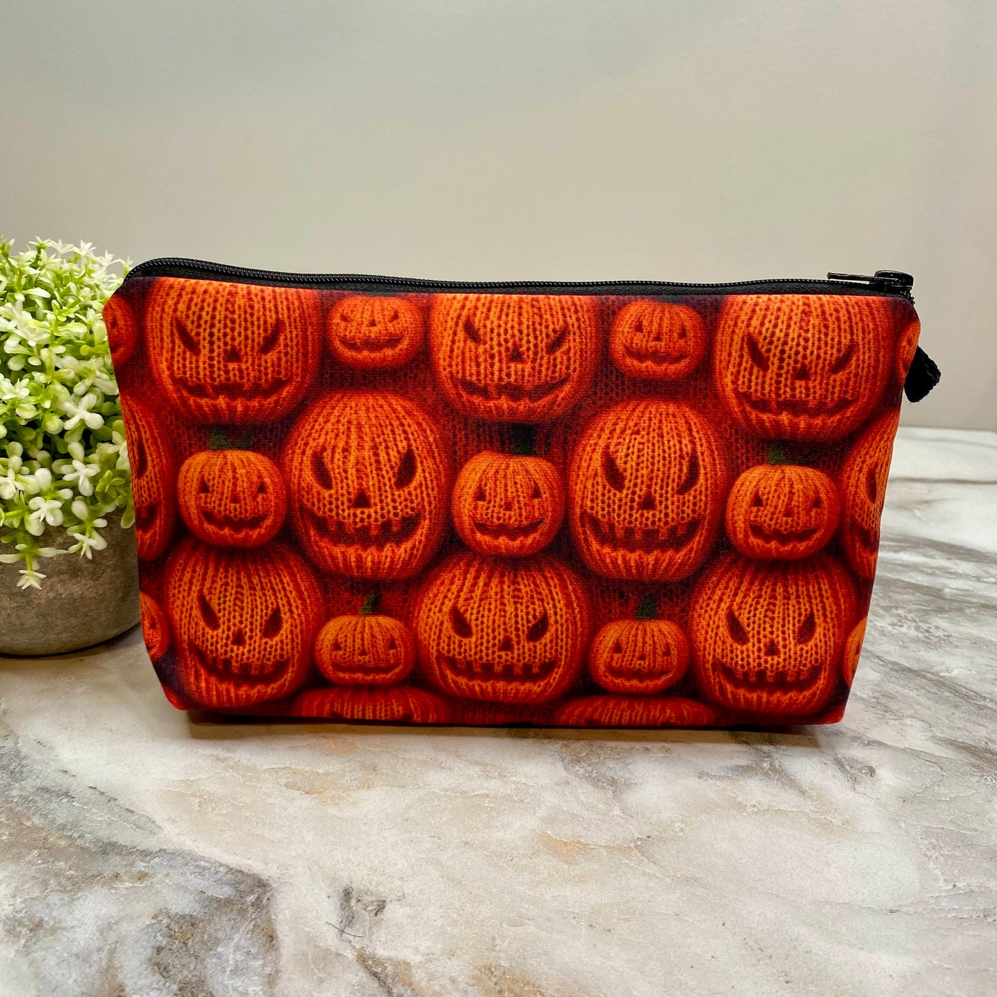 Knit Jack-O-Lantern - Water-Resistant Multi-Use Pouch