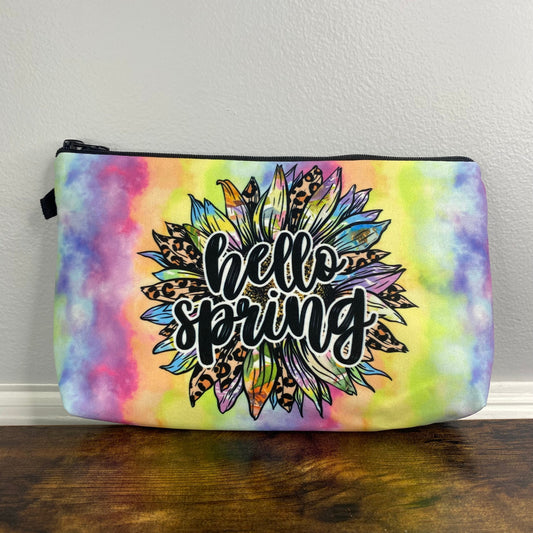 Hello Spring Rainbow Tie Dye  - Water-Resistant Multi-Use Pouch