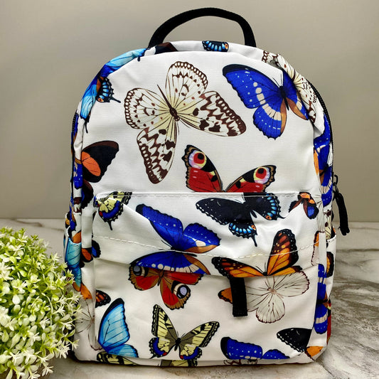 Butterfly on White - Water-Resistant Mini Backpack