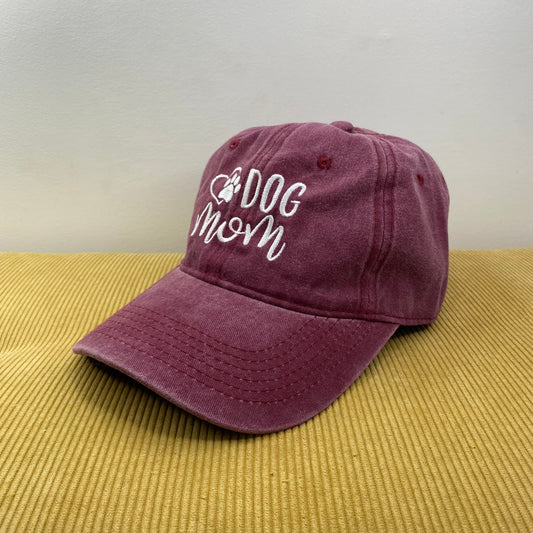 Hat - Paw Print - Dog Mom Burgundy