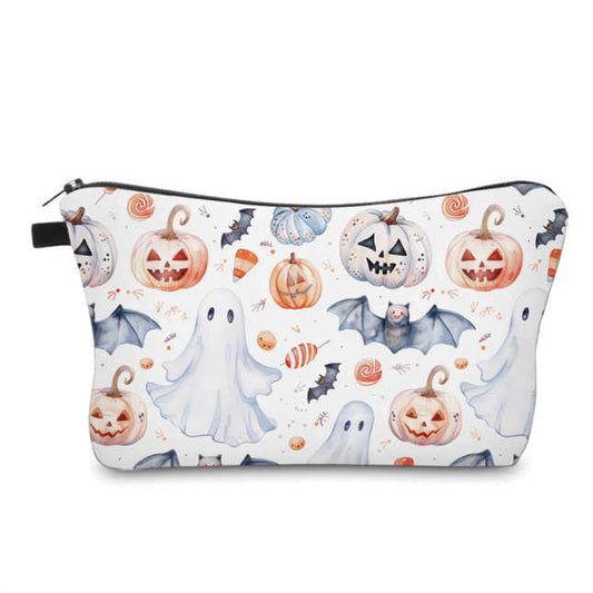 Ghost Pumpkin on White - Water-Resistant Multi-Use Pouch