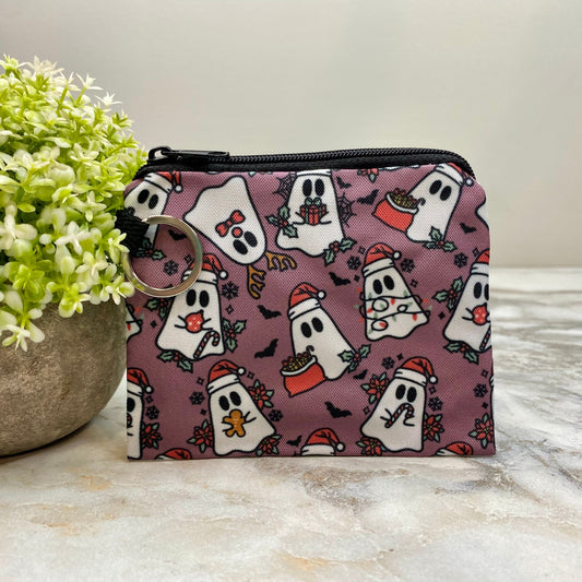 Christmas Ghost - Water-Resistant Mini Pouch w/ Keyring