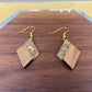 Dangle Earring - Wood & Acrylic - Clear Gold Wood Kite Shaped