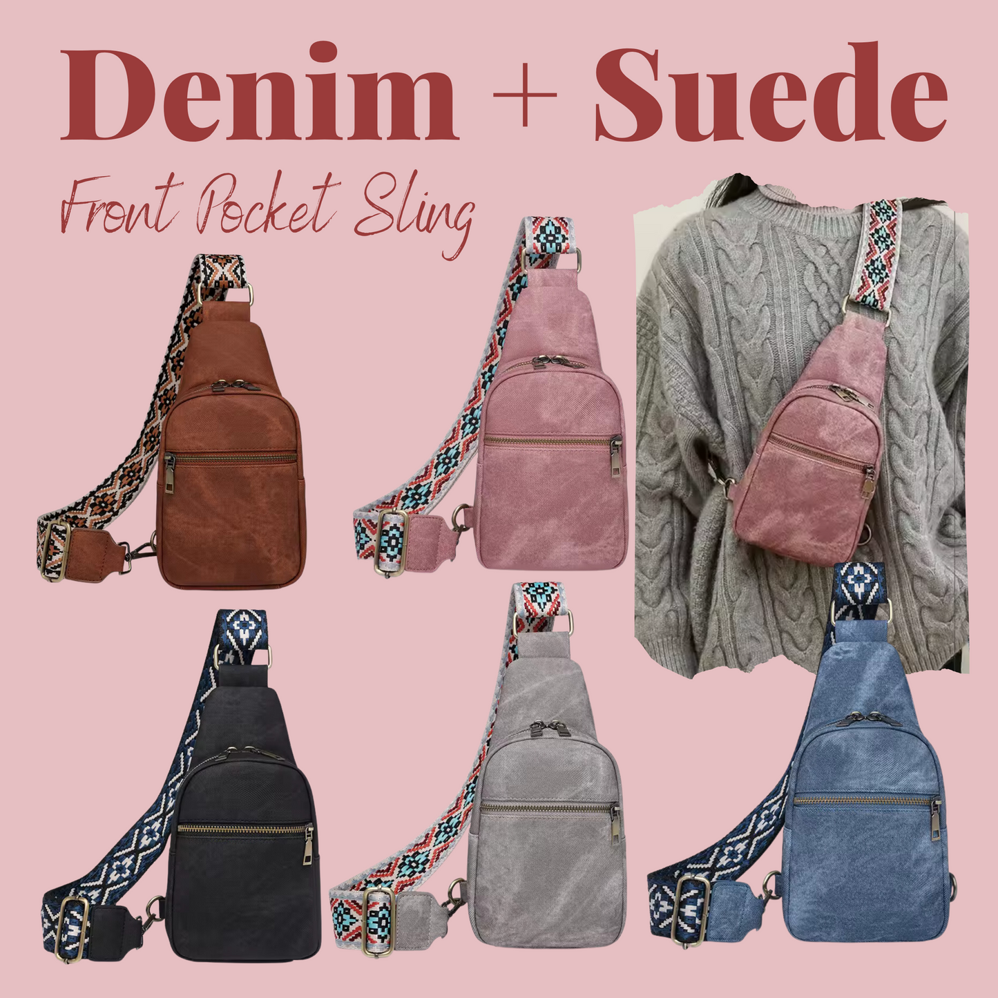 The Sam Sling - Denim + Suede