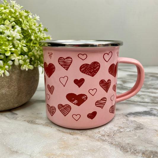 Mug - Valentine’s Day - Pink with Red Hearts #3