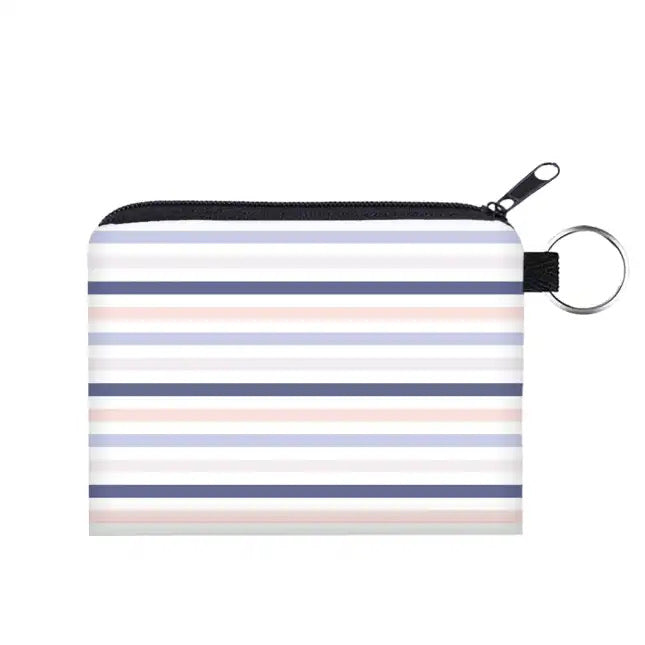 Lavender Stripe - Water-Resistant Mini Pouch w/ Keyring