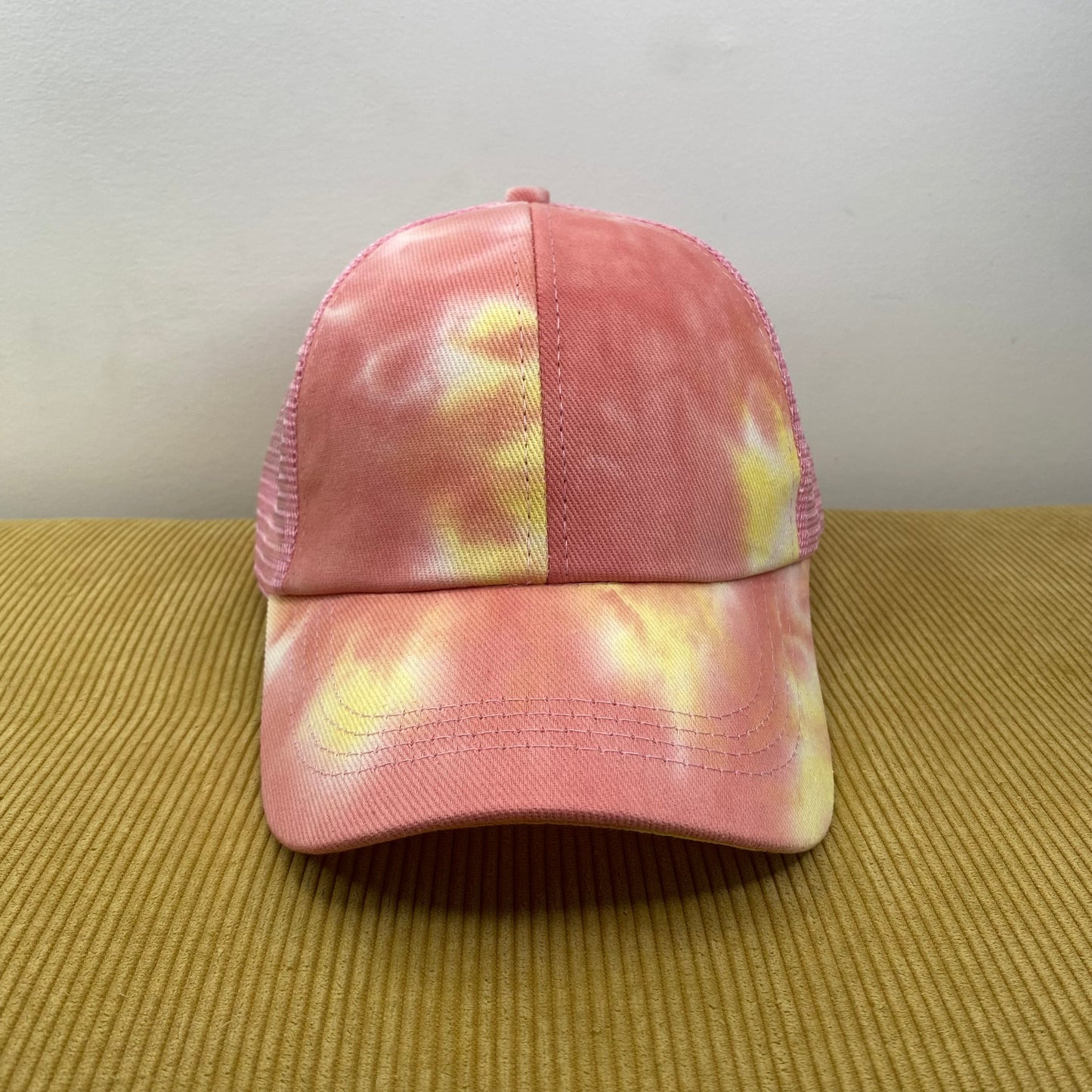 Hat - Tie Dye - Coral Pink Yellow