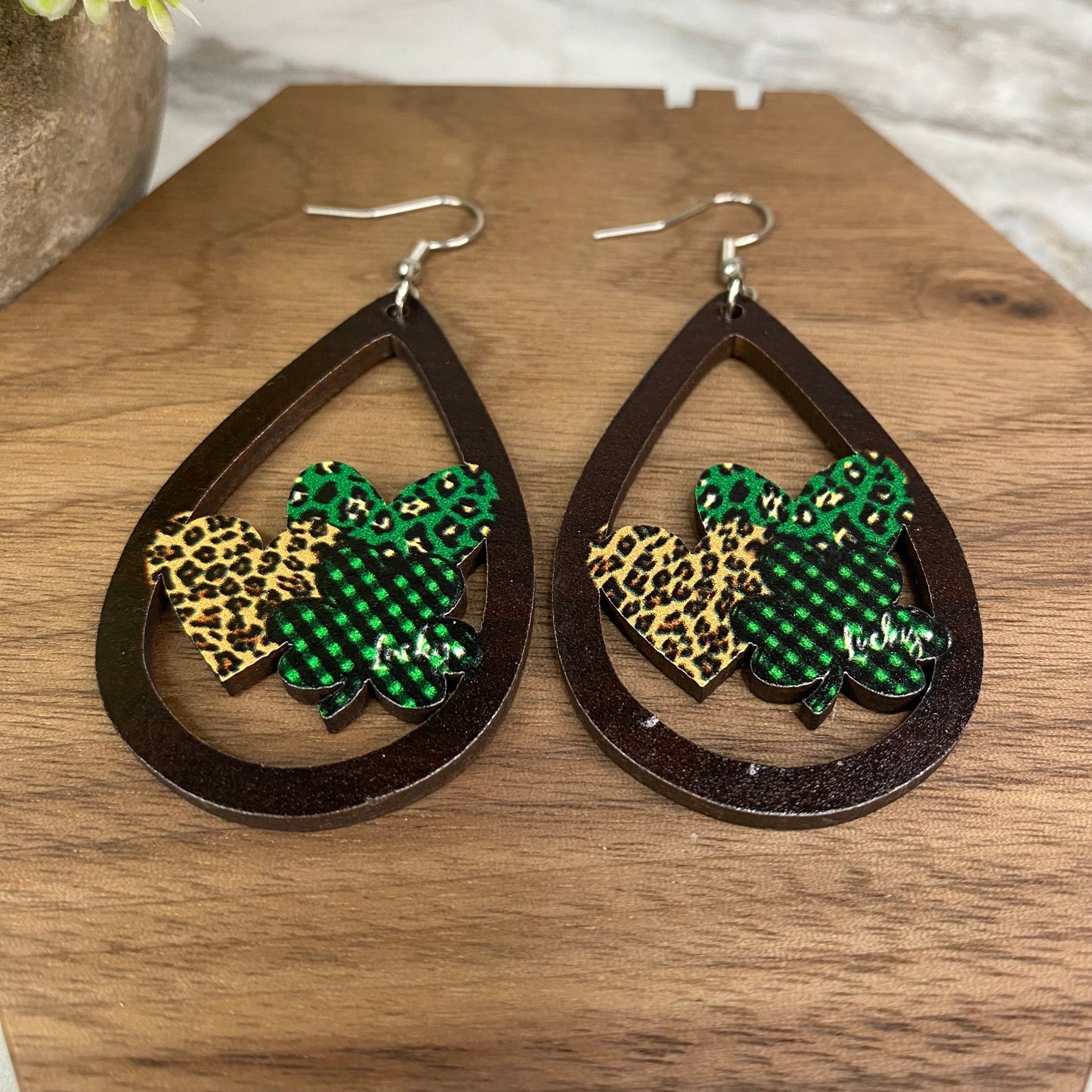 Wooden Dangle Earrings - St. Patrick’s Day - #14