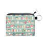 Mint Floral Bookcase - Water-Resistant Mini Pouch w/ Keyring