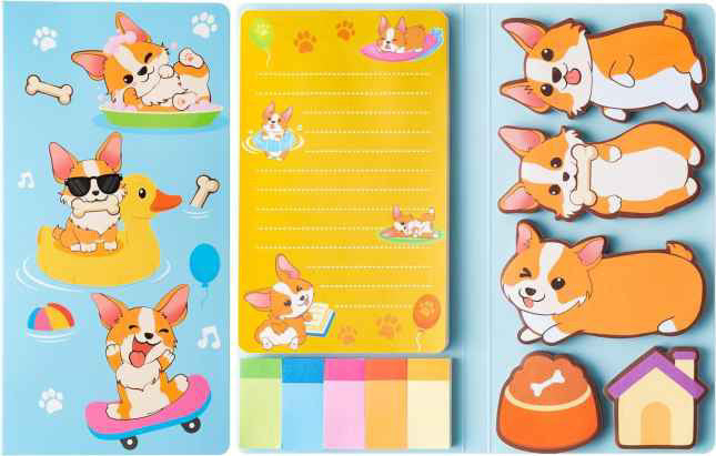 Sticky Note Booklet Set - Corgi