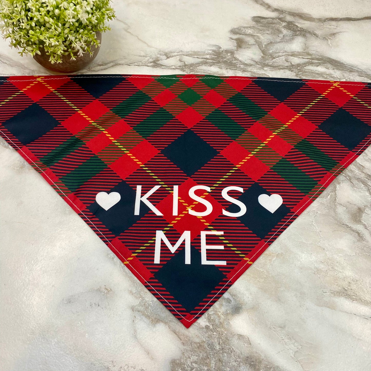 Dog Bandana - Sayings - Kiss Me Red Plaid