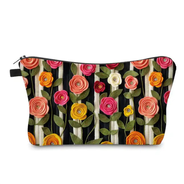 Felt Floral Stripes - Water-Resistant Multi-Use Pouch