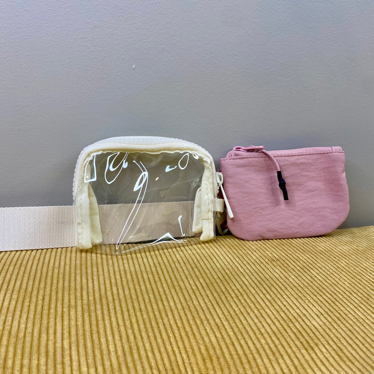 Nylon + Clear Wristlet Double Mini Pouch Set