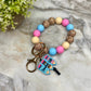 Silicone / Wood Bracelet Keychain - Teacher Life