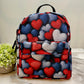 Knit Heart Blue Red - Water-Resistant Mini Backpack