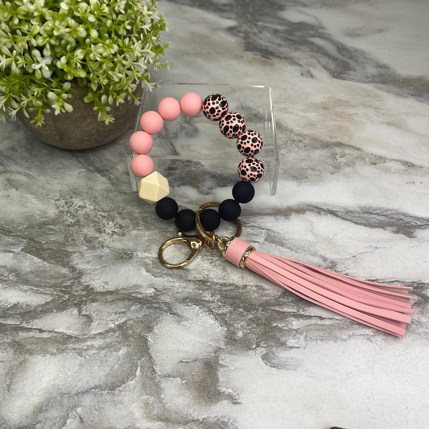 Silicone Bracelet Keychain - Paw - Pink