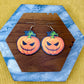 Wooden Dangle Earrings - Pumpkin Face