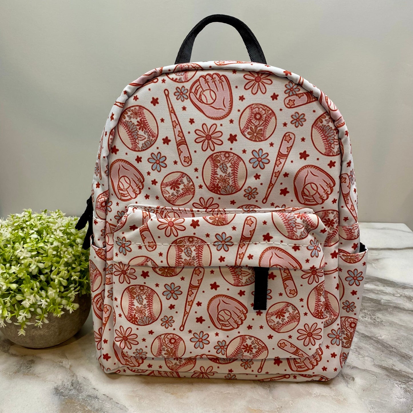 Baseball Floral - Water-Resistant Mini Backpack