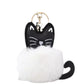 Keychain - Fuzzy Pom Pom - Black Cat