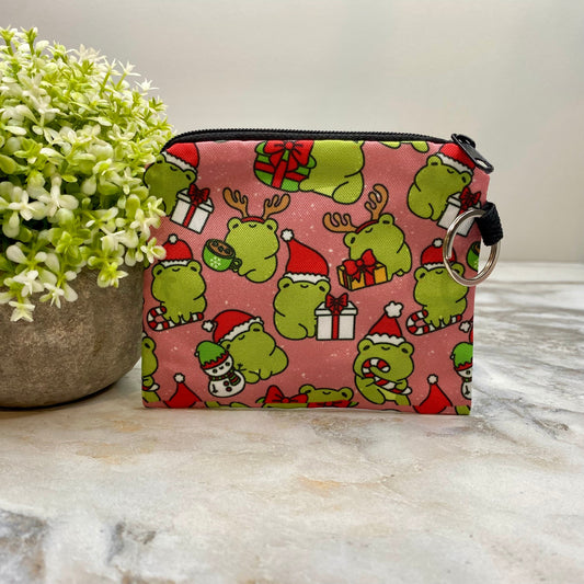 Christmas Frog - Water-Resistant Mini Pouch w/ Keyring