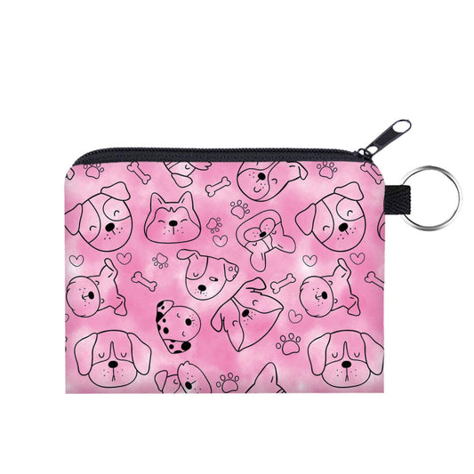 Dogs on Pink - Water-Resistant Mini Pouch w/ Keyring