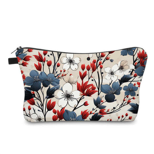 Red White Blue Cherry Blossom - Water-Resistant Multi-Use Pouch