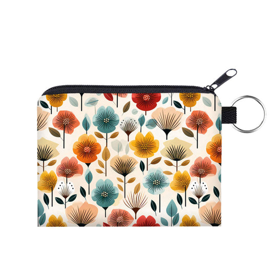 Floral Blooms - Water-Resistant Mini Pouch w/ Keyring