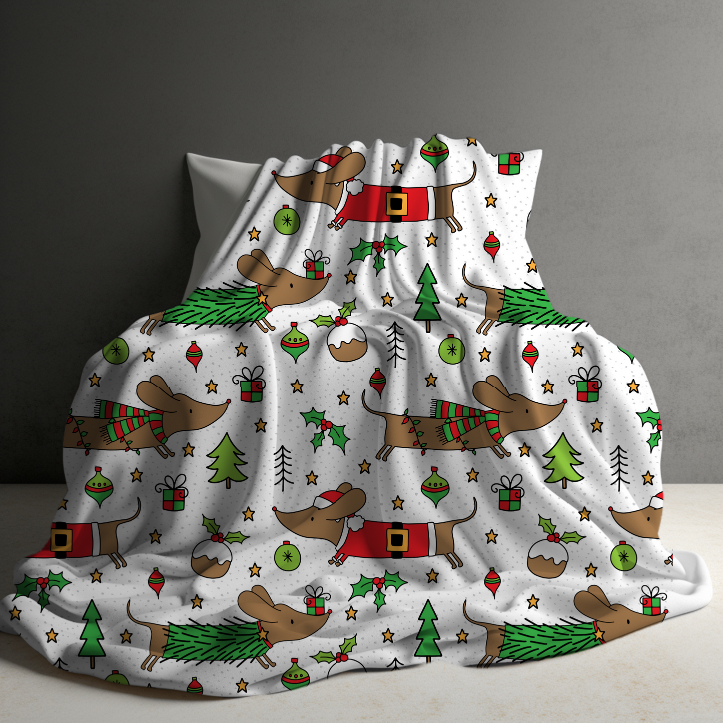 Blanket - Christmas - Dog Dachshund - PREORDER 10/8-10/11