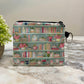 Mint Floral Bookcase - Water-Resistant Mini Pouch w/ Keyring