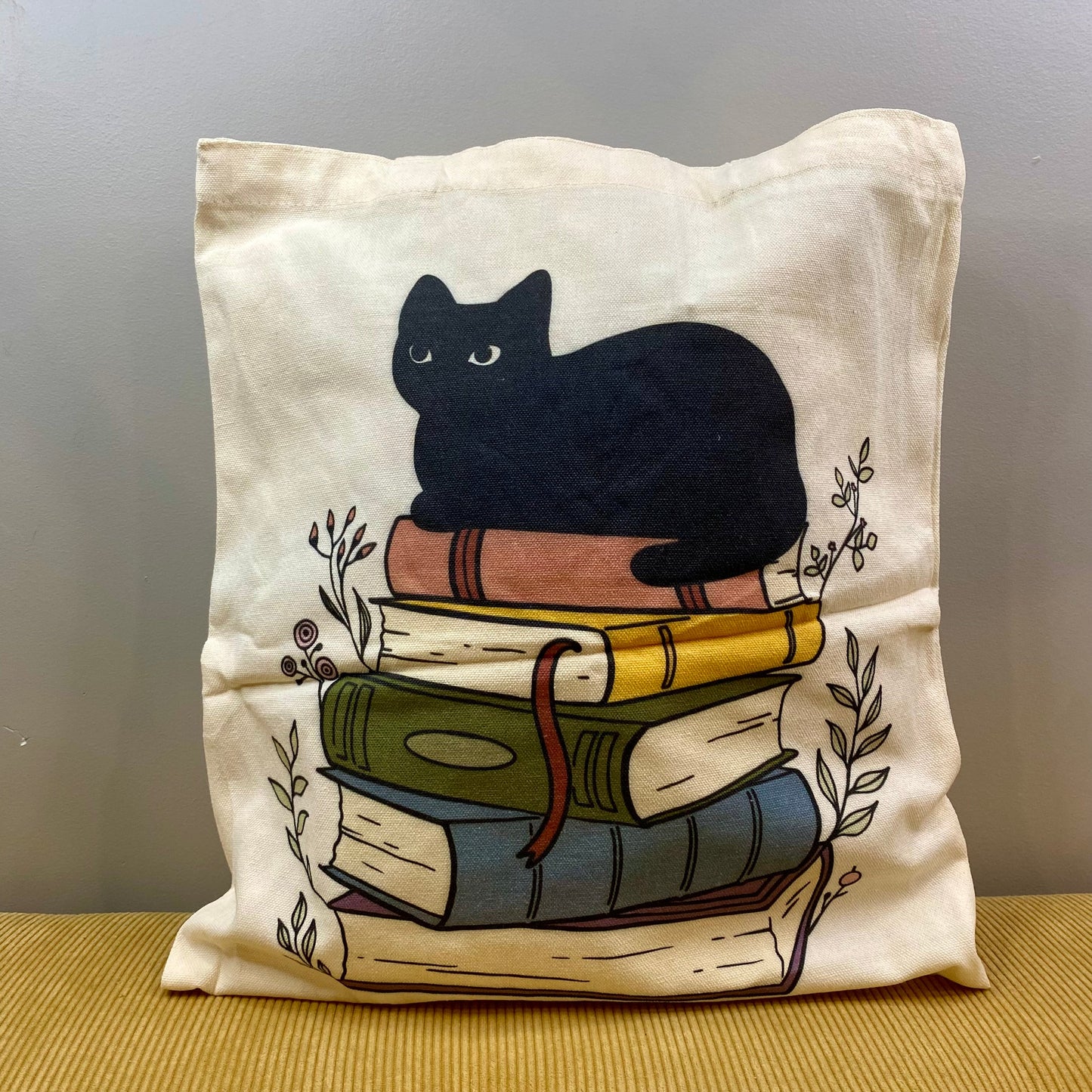 Tote Bag - Cat - Stacked Books