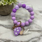 Silicone Bracelet Keychain - Purple Mushroom