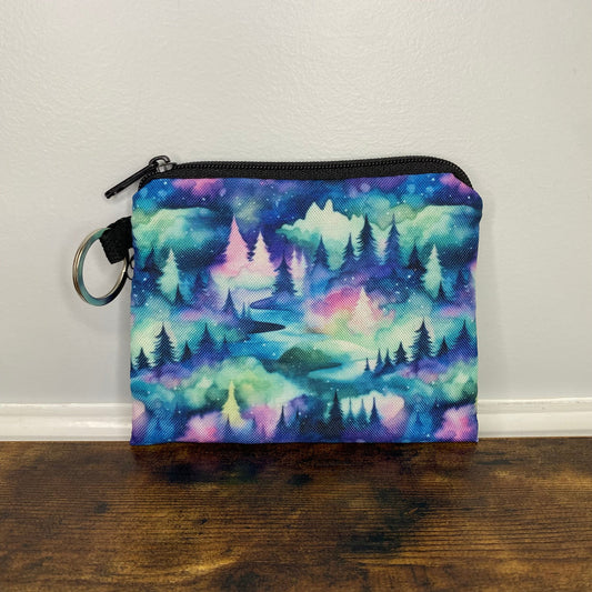 Mint Rainbow Trees - Water-Resistant Mini Pouch w/ Keyring