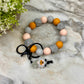 Silicone Bracelet Keychain - Halloween - Gnome Pumpkin Orange Grey