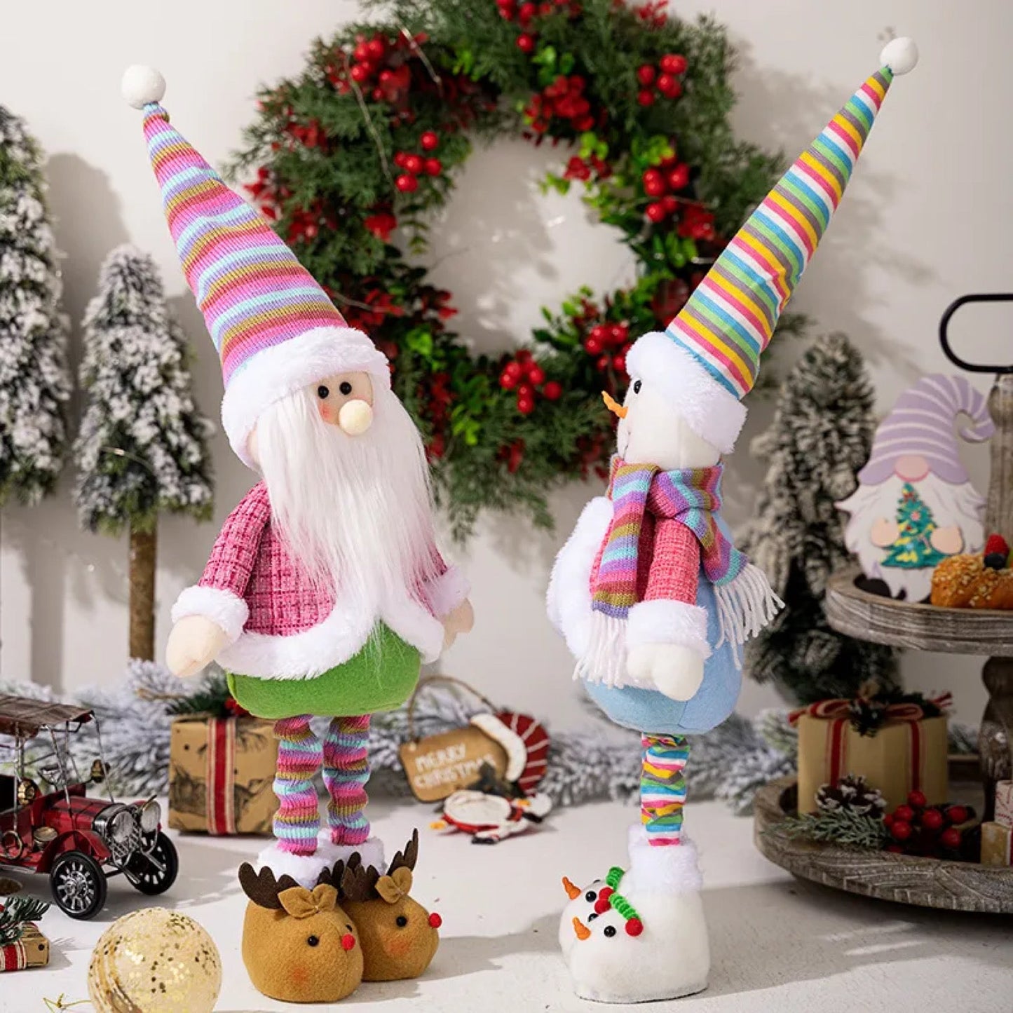 Telescopic Standing Christmas Decor - Colorful Stripe