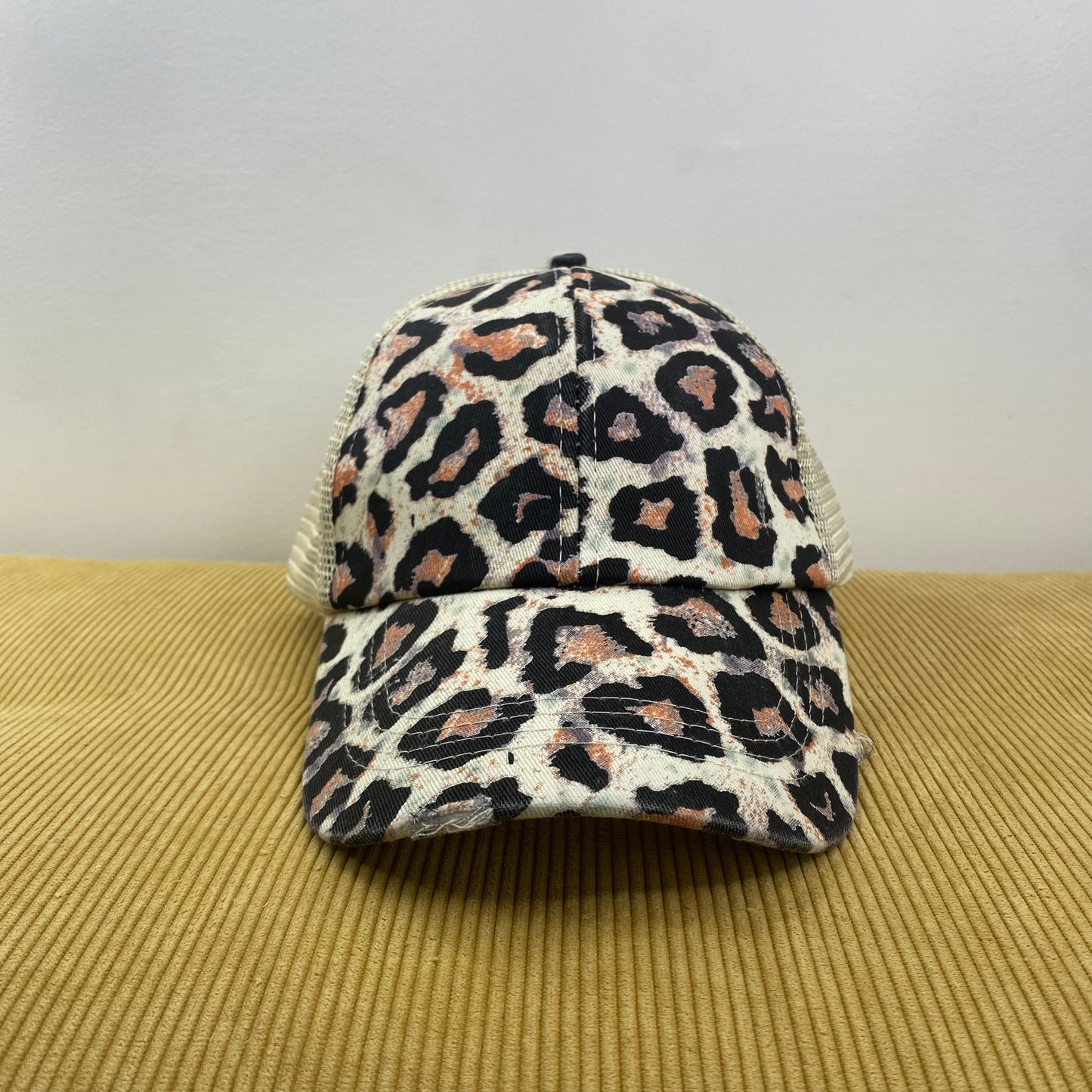 Hat - Criss Cross Ponytail - Large Animal Print